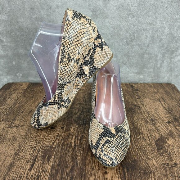 Vionic Antonia Natural Snake Mid Wedge Pumps 11 Black Cream Leather Orthaheel - Picture 12 of 13